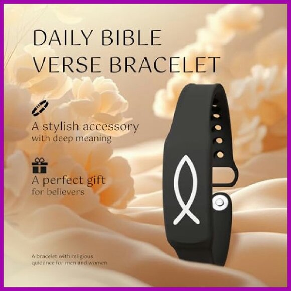 Adjustable Silicone Cross Bracelet with NFC Bible Access for Daily Scripture - Picture 3 of 8